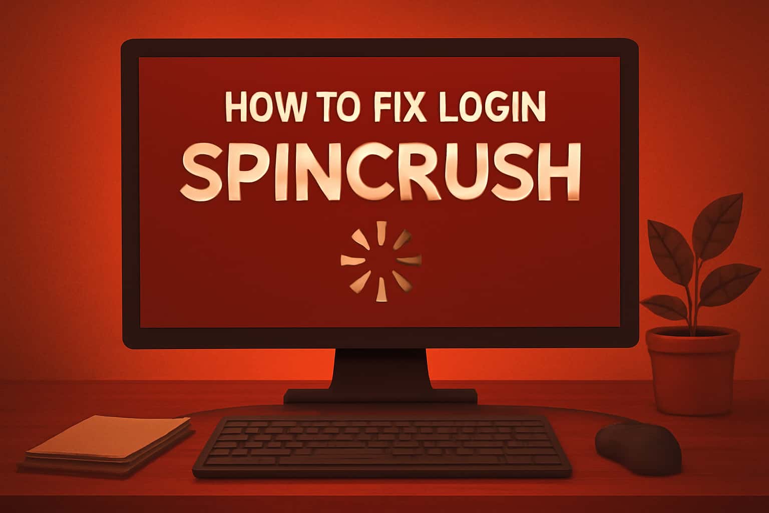 An informative scene showcasing the topic of fixing login issues in Spincrush.