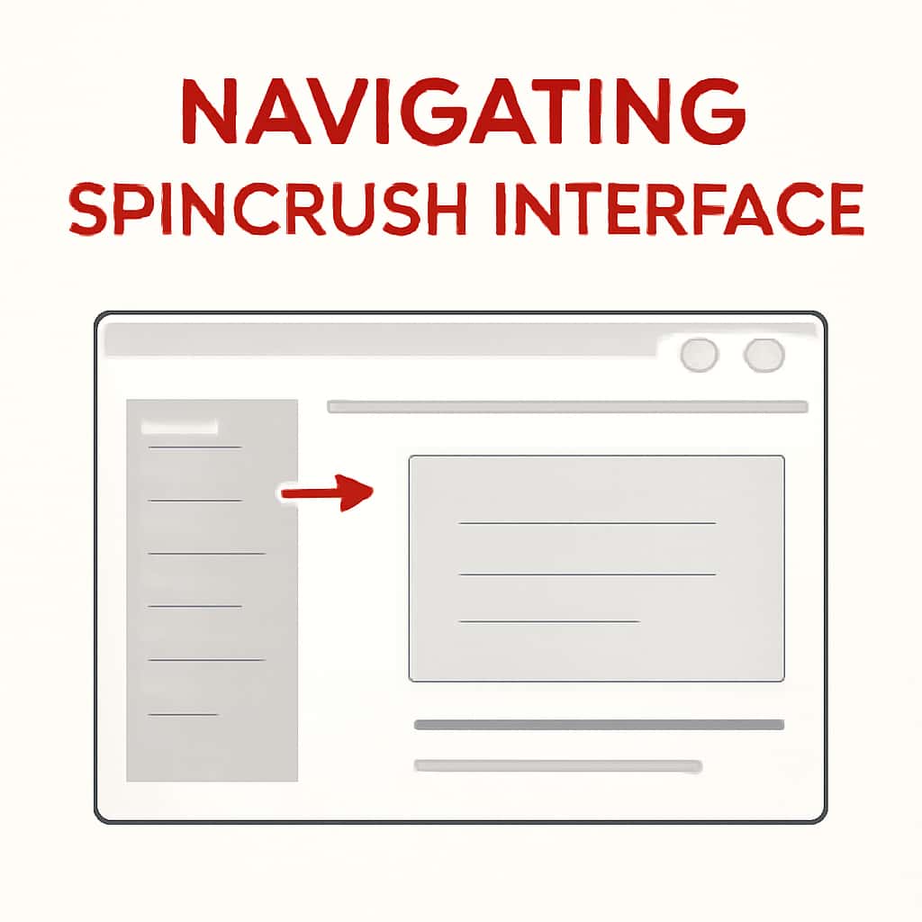 An educational diagram illustrating key features of the Spincrush interface.