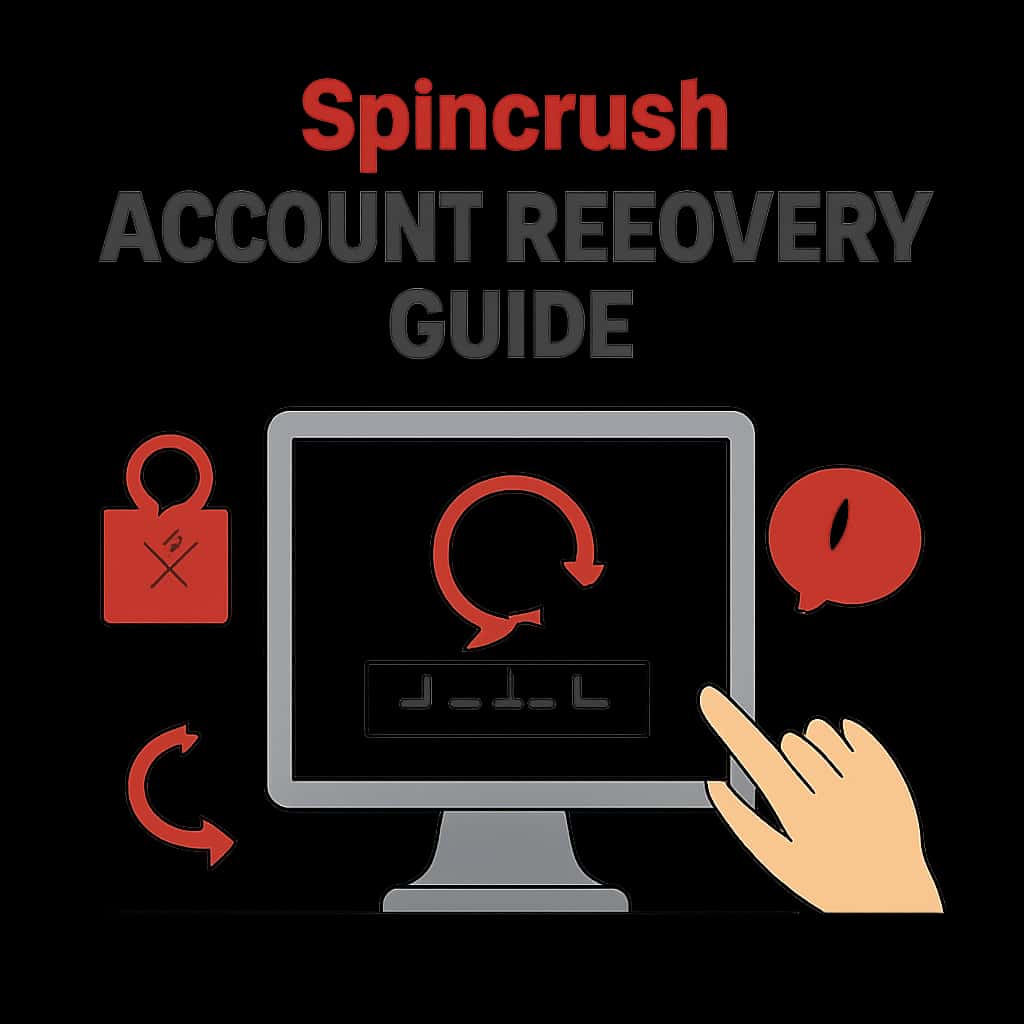 Illustration detailing the steps in the Spincrush account recovery process.