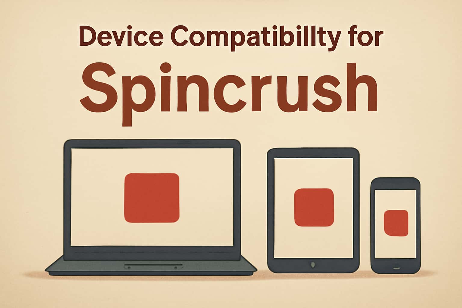 An informational graphic depicting Spincrush and its device compatibility features.