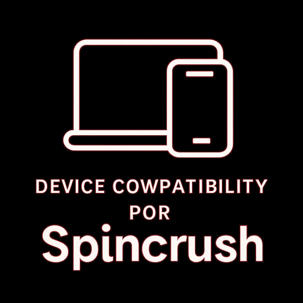 A badge design illustrating device compatibility for Spincrush.
