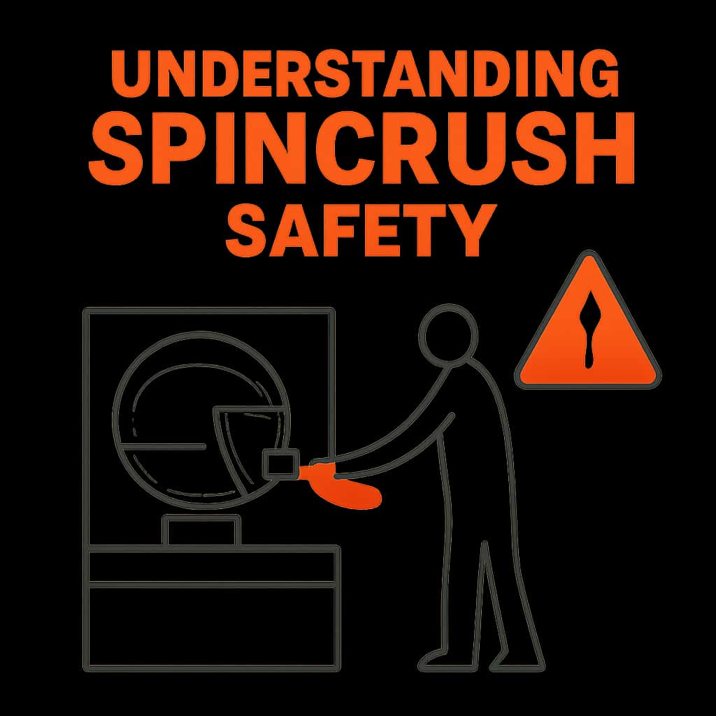 An educational diagram illustrating Spincrush Safety features.
