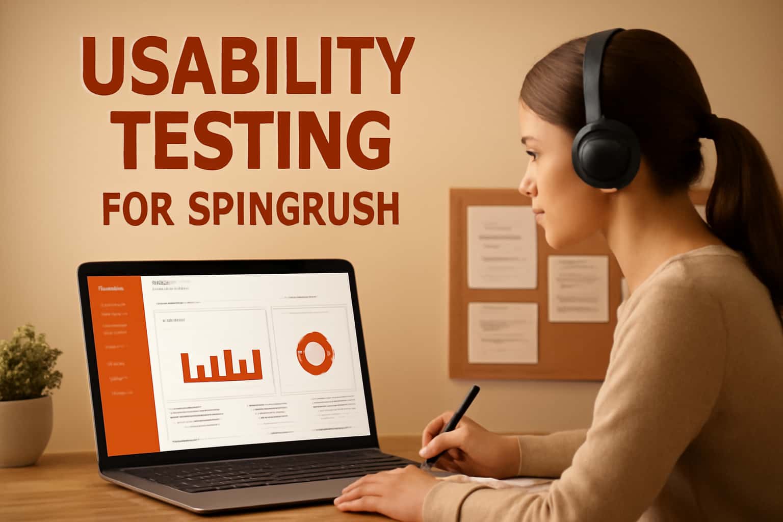 Informational scene on usability testing specifically tailored for the Spincrush application.
